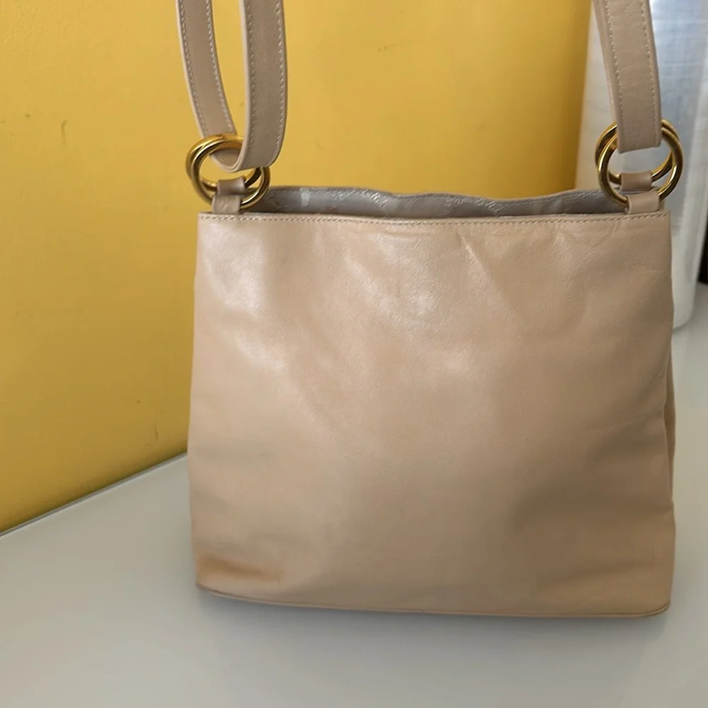 Paloma Picasso Vintage Beige Leather Crossbody Shoulder bag